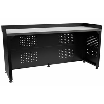 Kraftmeister Pro Arbeitstisch mit Rückwand Edelstahl 200 cm schwarz