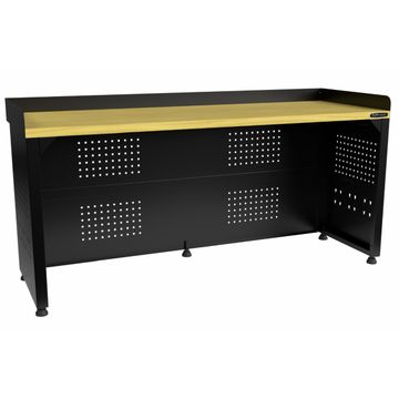 Kraftmeister Pro Arbeitstisch mit Rückwand MDF 200 cm schwarz