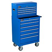 George Tools Werkzeugwagen mit Kiste 10 Schubladen blau