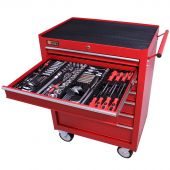 George Tools Werkzeugwagen gefüllt 7 Schubladen 209-teilig rot