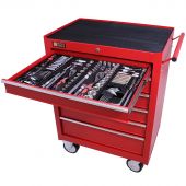 George Tools Werkzeugwagen gefüllt 6 Schubladen 253-teilig rot