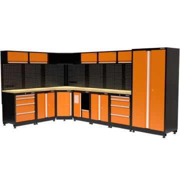 Kraftmeister Premium Werkstatteinrichtung Edmonton Eiche orange